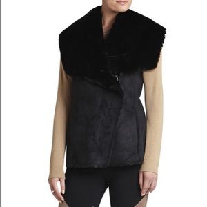 BCBGmaxazaria Stefano draped vest BLK suede size S